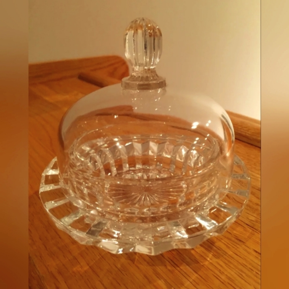 Mikasa Salina Lead Crystal Dome Covered Butter Condiment Jam
